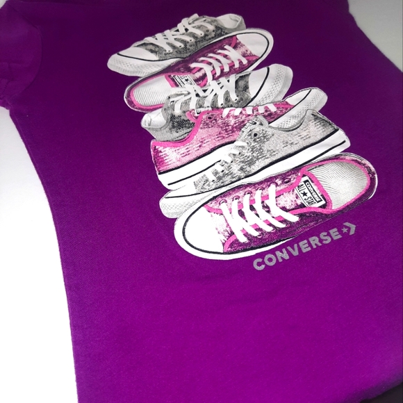 Converse | Shoes Purple Tshirt Girls Medium - Picture 5 of 5